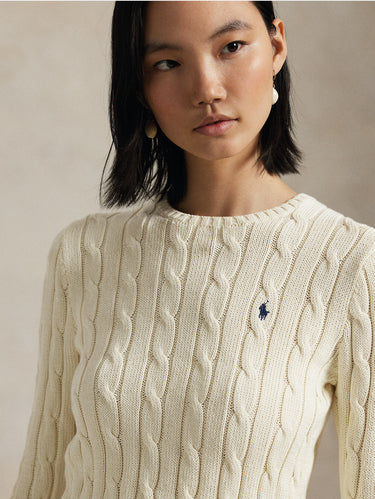 Pullover mit Zopfmuster aus Kaschmirmischung in Creme
