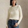RALPH LAUREN-Maglia a Trecce in Misto Cashmere Crema-TRYME Shop