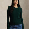 RALPH LAUREN-Maglia a Trecce in Misto Cashmere Verde-TRYME Shop