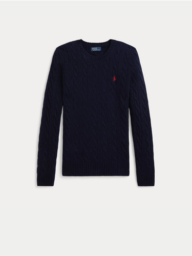 Pullover mit Zopfmuster aus Kaschmirmischung in Navy