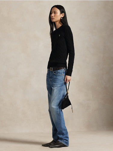 Pullover mit Zopfmuster aus Kaschmirmischung in Schwarz