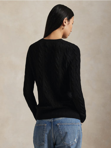 Pullover mit Zopfmuster aus Kaschmirmischung in Schwarz