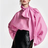 ESSENTIEL ANTWERP-Camicia con Fiocco e mManiche a Sbuffo Rosa-TRYME Shop