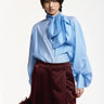 ESSENTIEL ANTWERP-Camicia con Fiocco e Maniche a Sbuffo Blu-TRYME Shop