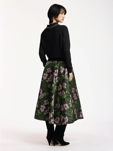 Maglione Misto Cashmere con Colletto e Perline Acciaio