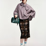 ESSENTIEL ANTWERP-Gonna Dritta in Tulle a Quadri ed Applicazioni Marrone-TRYME Shop