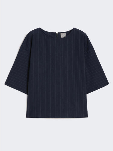 Blusa in Jersey Gessato Blu Notte