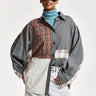 ESSENTIEL ANTWERP-Camicia Oversize con Patchwork Grigio/Marrone-TRYME Shop