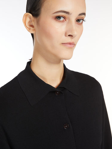 Boxy Jacke mit Hemdkragen Kiota Schwarz