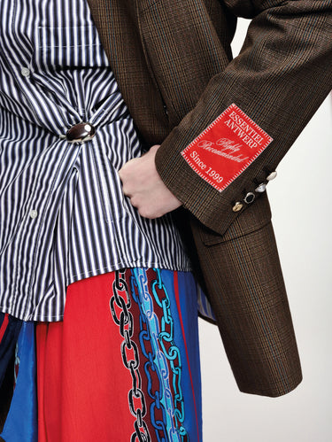 Blazer Doppiopetto Oversize a Quadri Marrone