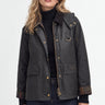 BARBOUR-Giacca in Cotone Cerato con Cappuccio Avon Wax Oliva-TRYME Shop