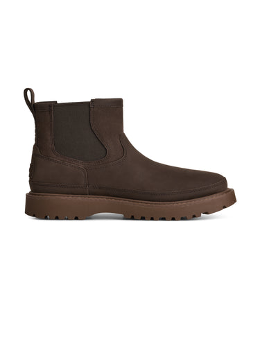 Wasserdichte braune Chelsea-Stiefeletten aus Leder und Wildleder