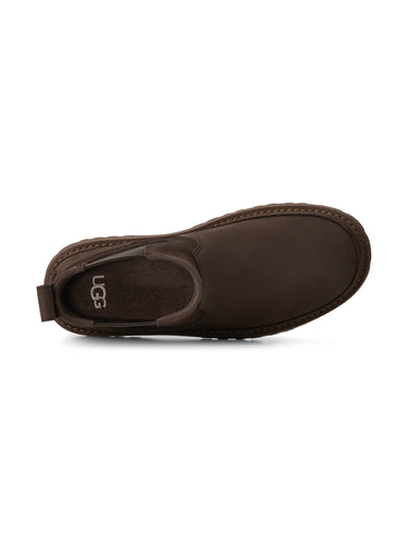 Wasserdichte braune Chelsea-Stiefeletten aus Leder und Wildleder