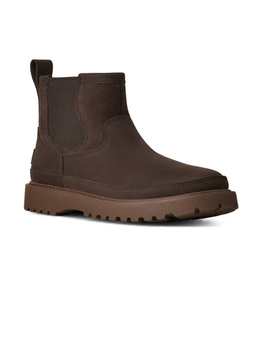Wasserdichte braune Chelsea-Stiefeletten aus Leder und Wildleder