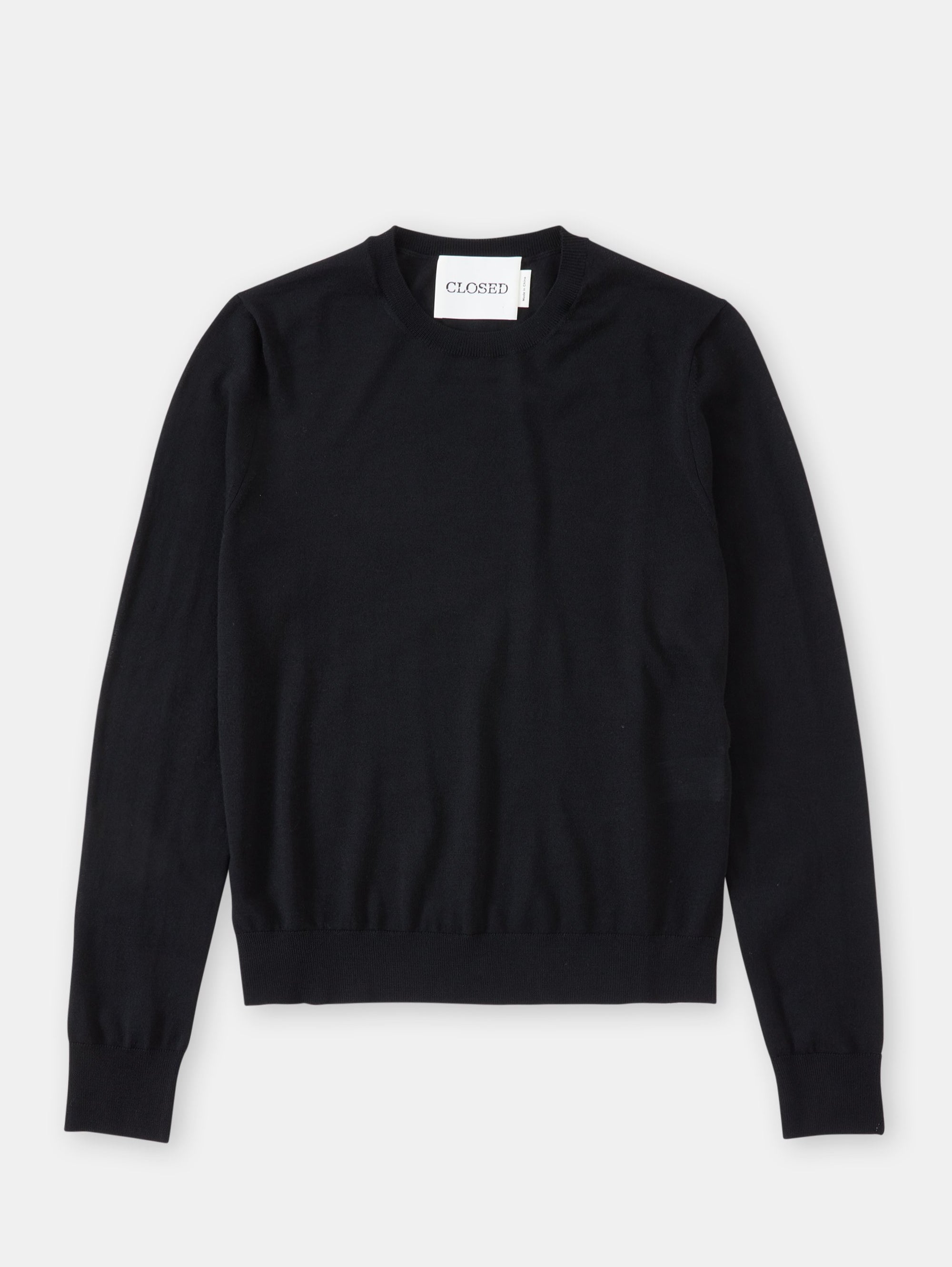 Fine Wool Sweater with Black Contrasts