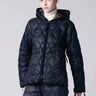 TAION-Piumino Leggero con Trapuntatura a Onde e Cappuccio Navy-TRYME Shop