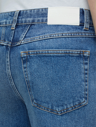 Cropped Jeans with Mid Rise Blue