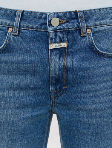 Cropped Jeans with Mid Rise Blue