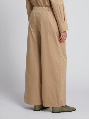 Beige Cotton Satin Pants