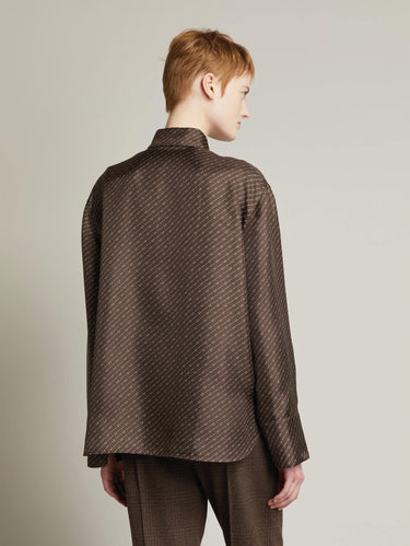 Camicia in Seta con Stampa All Over Testa di Moro