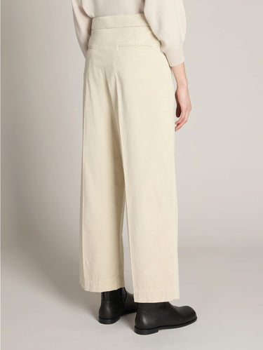 Pantaloni Sartoriali in Raso di Cotone Stretch Beige