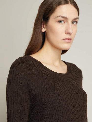 Maglia a Trecce in Lana Testa di Moro