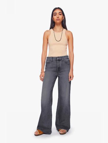 Palazzo-Jeans mit hohem Bund in Grau