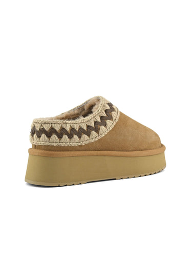 Mule in Montone Platform Clog Sabbia