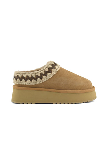 Mule in Montone Platform Clog Sabbia