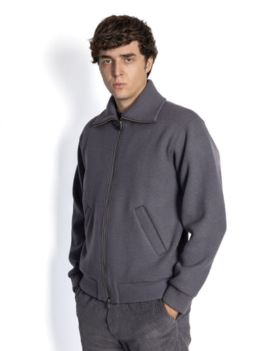 Bomber en maille de laine mauve