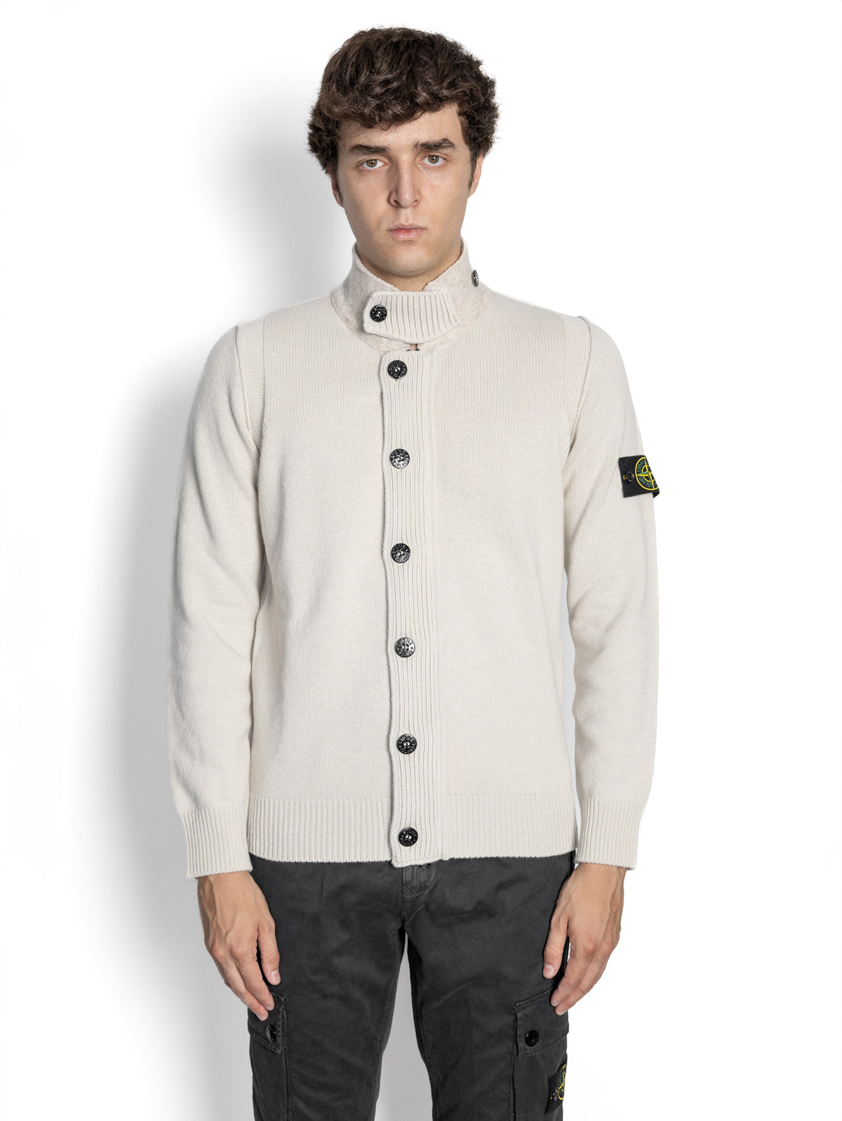 STONE ISLAND - Zip Cardigan with Buttons Stucco – TRYME Shop