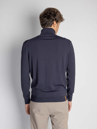 Col roulé en fil extensible bleu