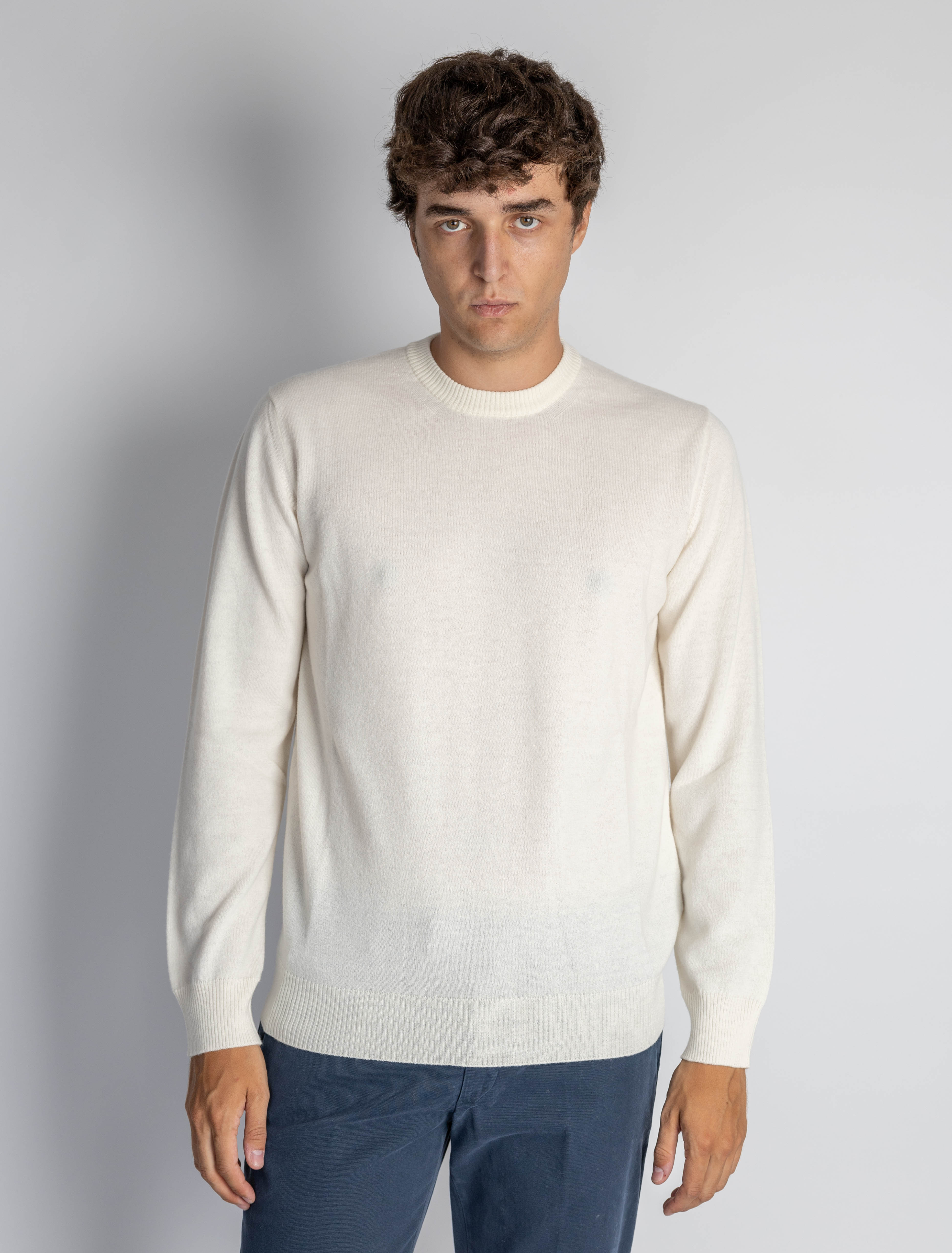 Alpha Studio ALPHA STUDIO - Cream Wool Crewneck Sweater – TRYME Shop