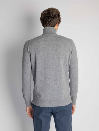 Pull col montant en laine Geelong gris