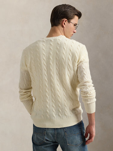Maglia Girocollo in Misto Cashmere Crema