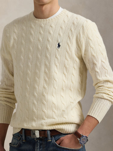 Maglia Girocollo in Misto Cashmere Crema