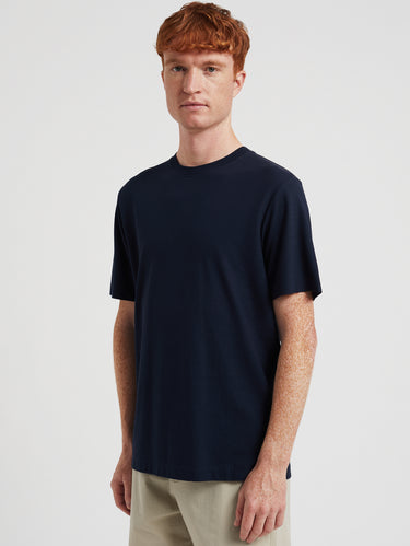 T-Shirt aus Baumwoll-Crêpe Mitternachtsblau