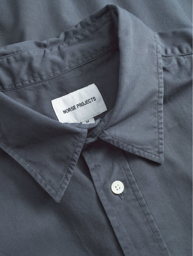 Camicia in Twill di Cotone Tinta in Capo Grafite