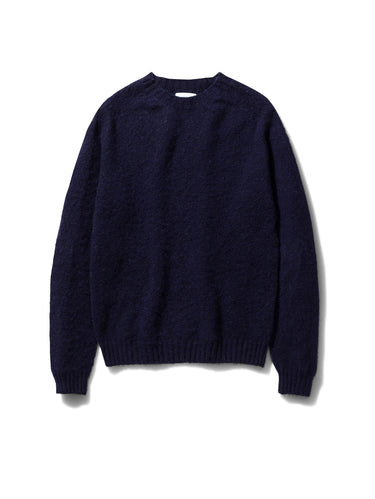 Rundhalspullover aus blauer Wolle