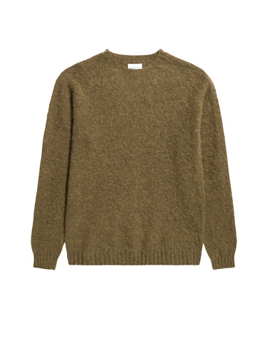 Birnir Olive Scottish Wool Crewneck Sweater
