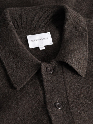Polo in Merino Wool Knit Brown