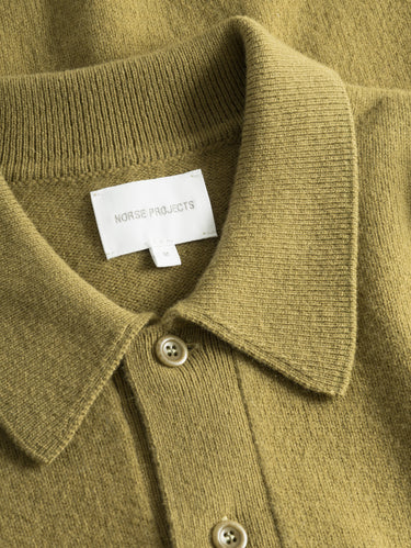 Polo in Maglia di Lana Merinos Verde