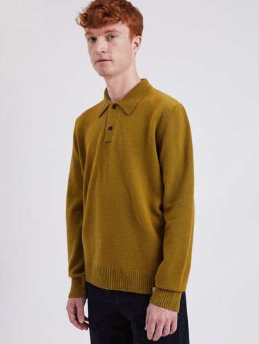 Polo in Maglia di Lana Merinos Verde