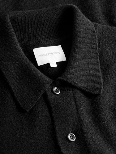 Polo in Merino Wool Knit Black