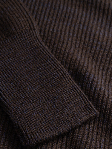 Maglia Girocollo a Coste Viola/Marrone