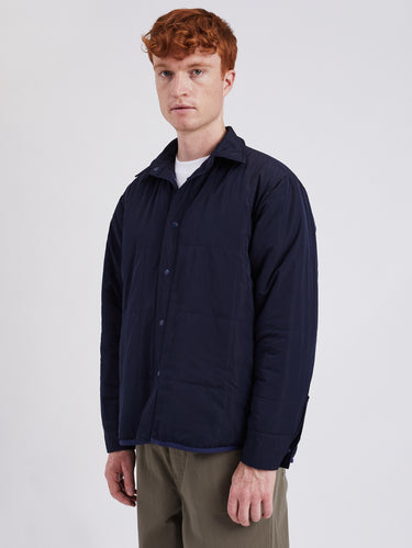 Ulrik Reversible Overshirt in Fleece and Nylon Blue