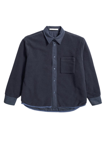 Ulrik Reversible Overshirt in Fleece and Nylon Blue