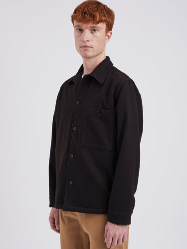 Overshirt in Lightweight Wool Cloth Coffee