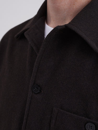 Overshirt in Lightweight Wool Cloth Coffee