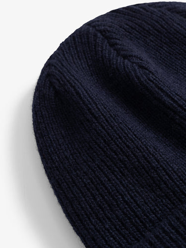 Berretto in Lana a Coste Marrone Blu Navy